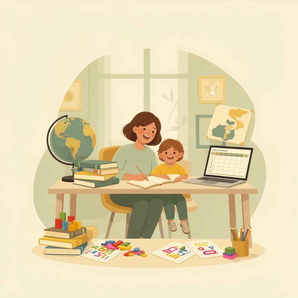 Parent and child enjoying homeschool learning together